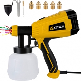 YATTICH Paint Sprayer, 700W High Power HVLP Spray Gun with 5 Copper Nozzles & 3 Patterns, Easy to Spray and Clean, for Furniture, Cabinets, Fence, Railing, Garden Chairs etc. YT-201-A